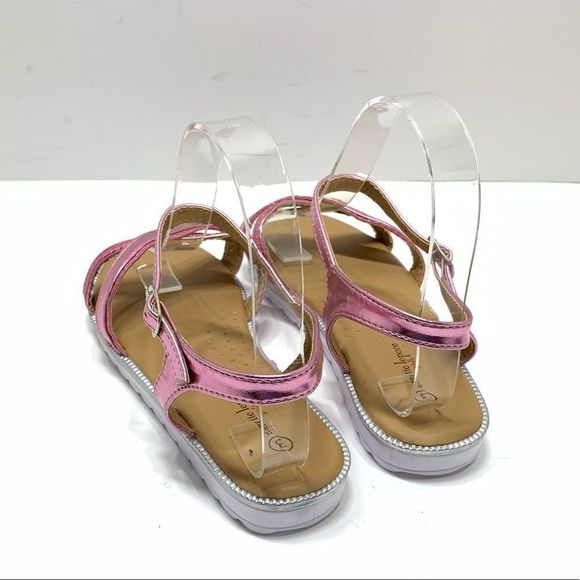 Nanette Lepore Girls Rose Pink Open Toe Straps White Sole Sandals Size US 3 - Picture 4 of 7